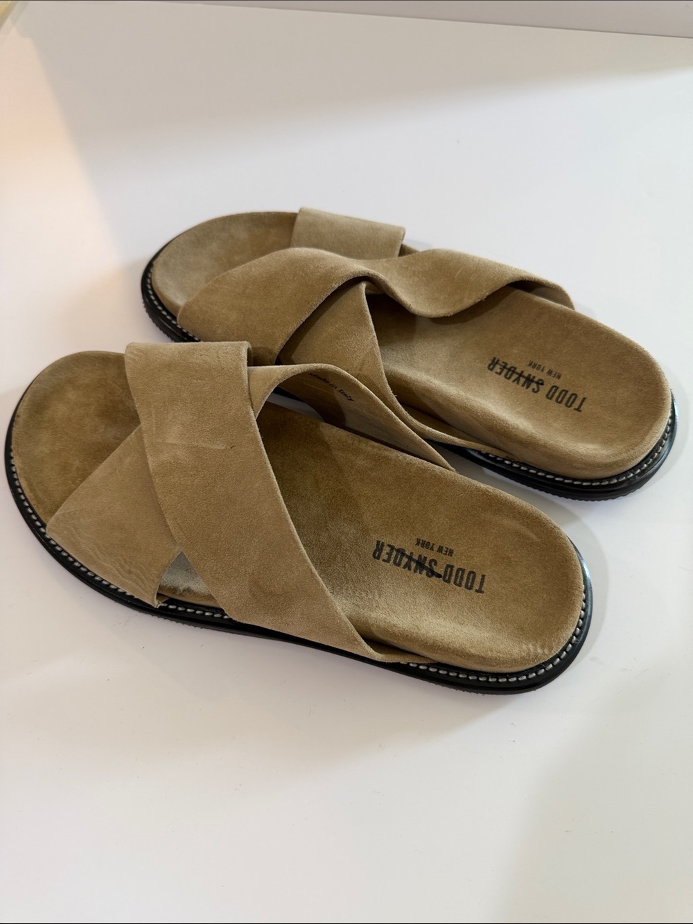Todd Snyder Nomad Suede Crossover Slide Sandals Sz 8.  Bag8
